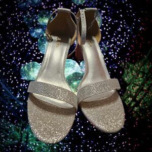 NEW Women's ElElax‎ High Heels Stiletto Sandals  Sliver Glitter Size 10 (3663)
